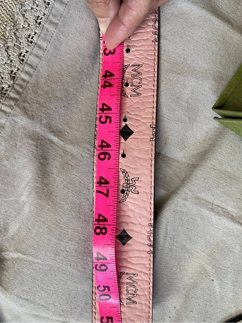 MCM Pink Monogram Reversible Belt with Black M Logo Buckle